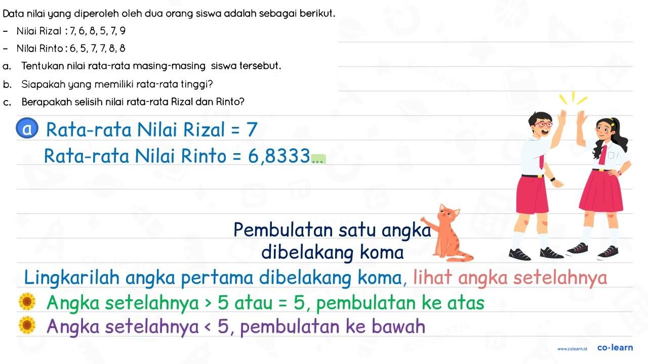 Data nilai yang diperoleh oleh dua orang siswa adalah