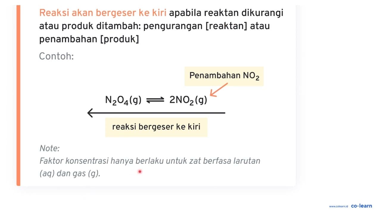 Jelaskan pergeseran kesetimbangan kimia berikut ketika suhu