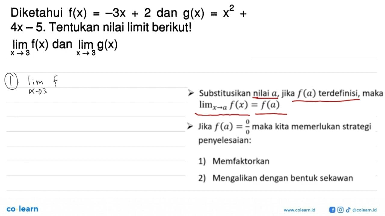 Diketahui f(x)=-3x+2 dan g(x)=x^2+4x-5. Tentukan nilai