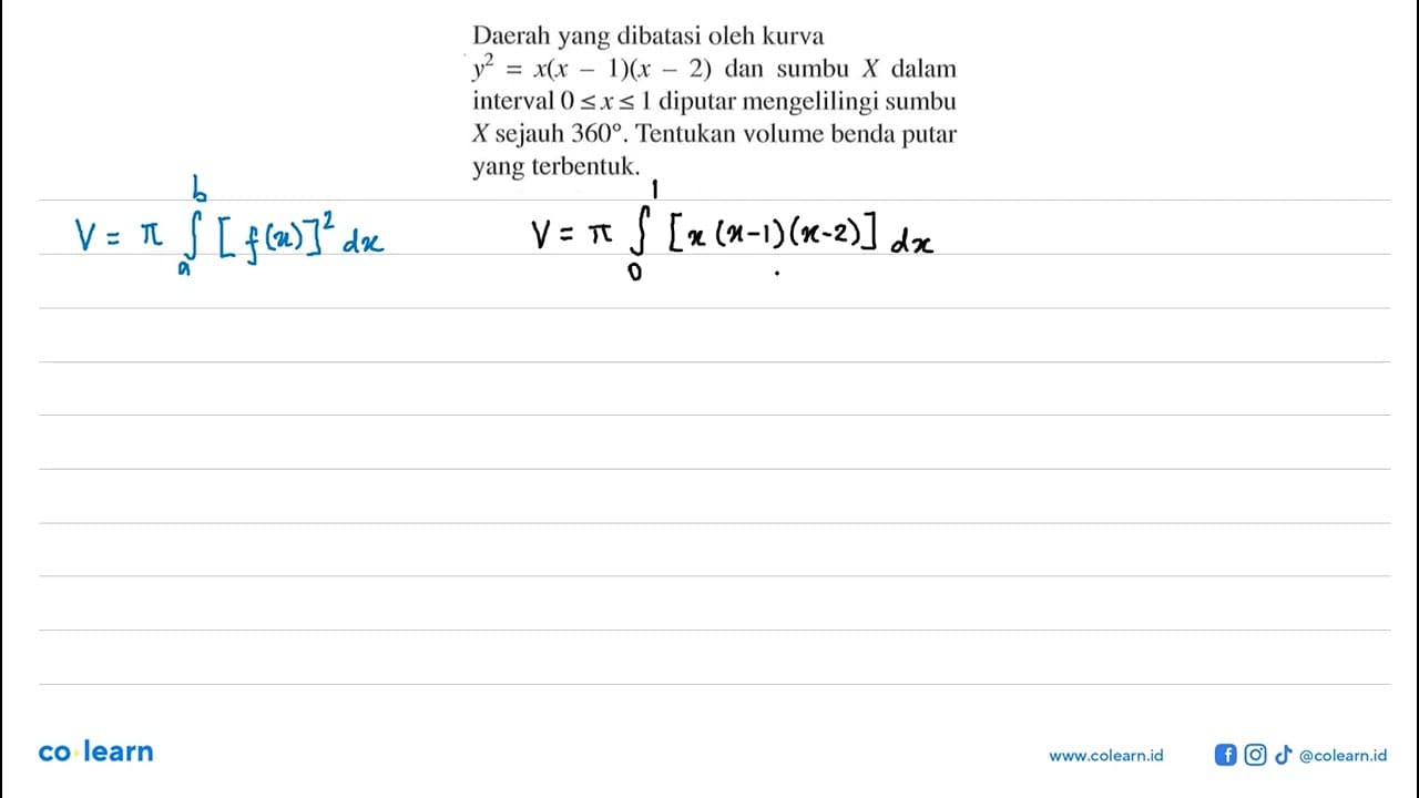 Daerah yang dibatasi oleh kurva y^2=x(x-1)(x-2) dan sumbu X