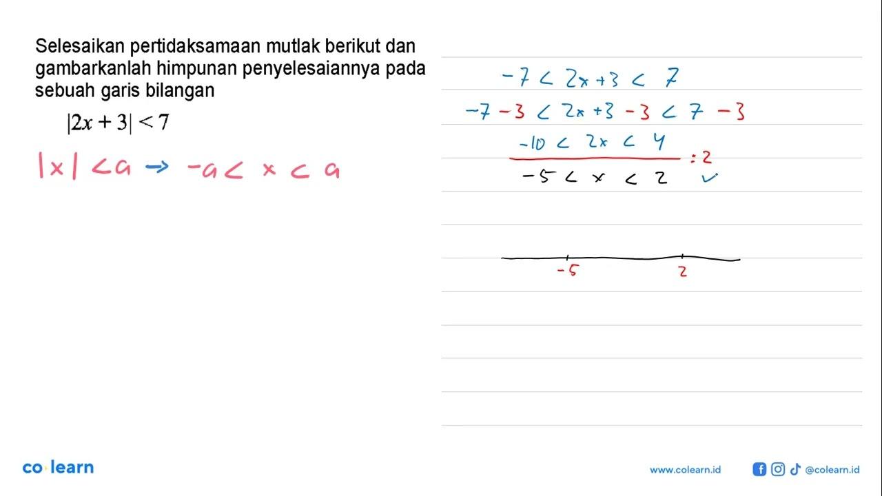 Selesaikan pertidaksamaan mutlak berikut dan gambarkanlah