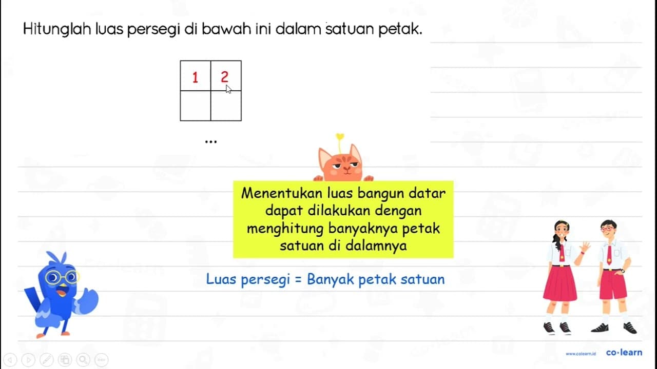 Hitunglah luas persegi di bawah ini dalam satuan petak.