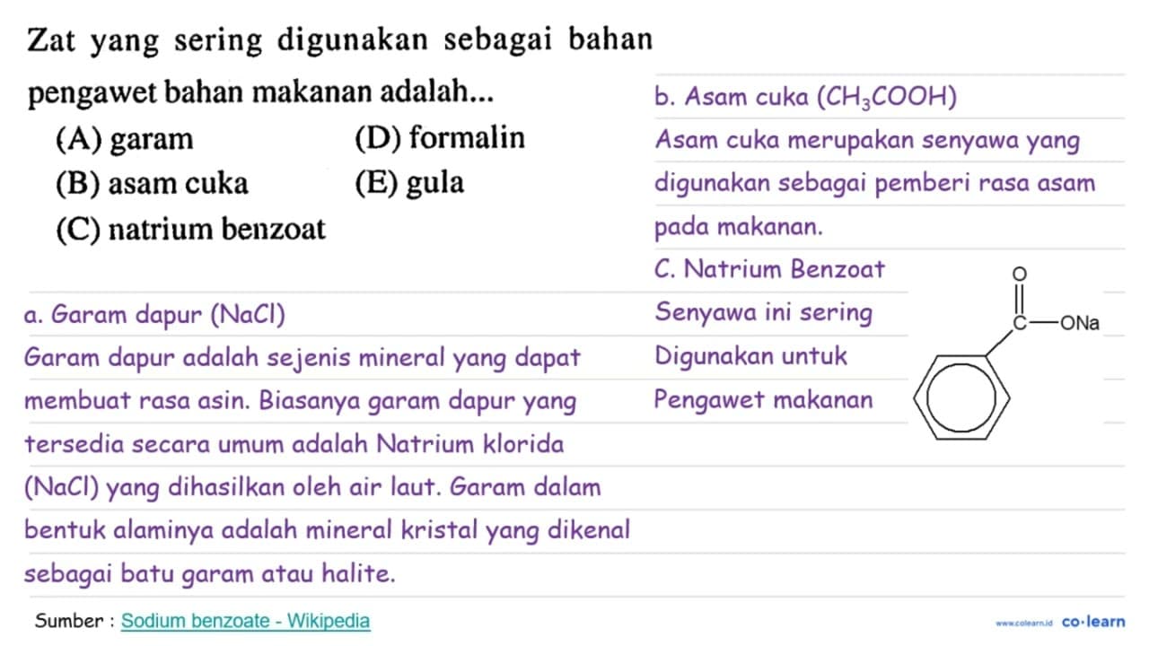 Zat yang sering digunakan sebagai bahan pengawet bahan