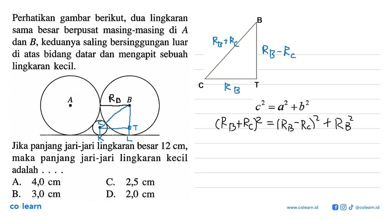Perhatikan gambar berikut, dua lingkaran sama besar