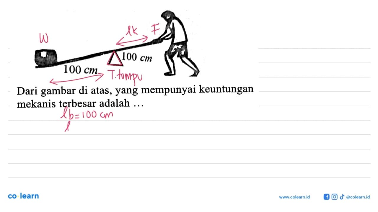 100 cm 100 cm Dari gambar di atas, yang mempunyai