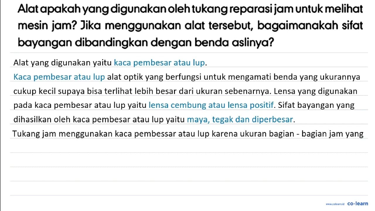 Alat apakah yang digunakan oleh tukang reparasi jam untuk