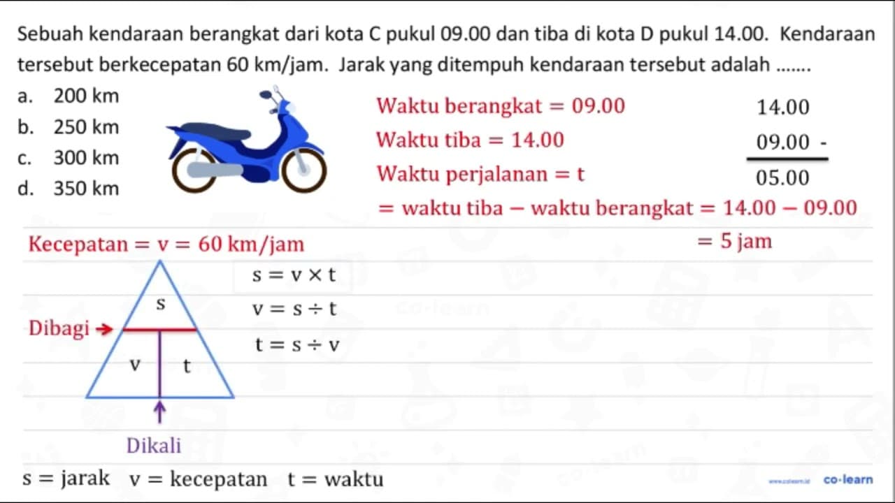 Sebuah kendaraan berangkat dari kota C pukul 09.00 dan tiba