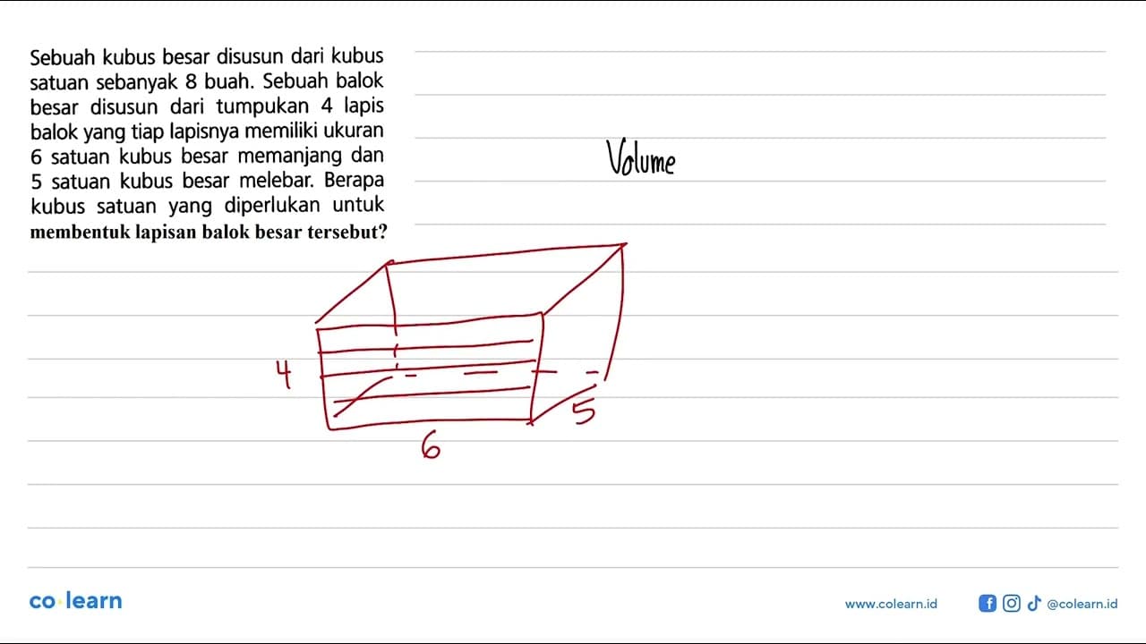 Sebuah kubus besar disusun dari kubus satuan sebanyak 8