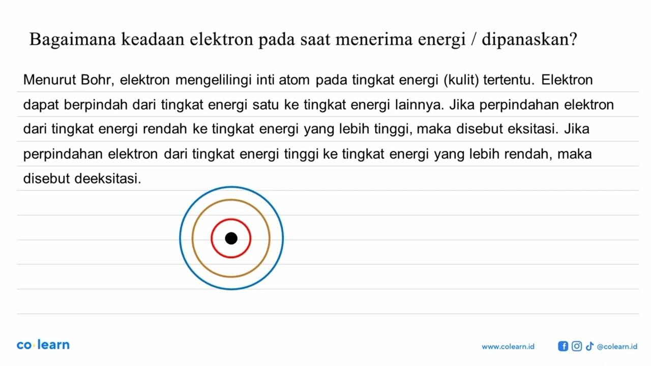 Bagaimana keadaan elektron pada saat menerima energi /