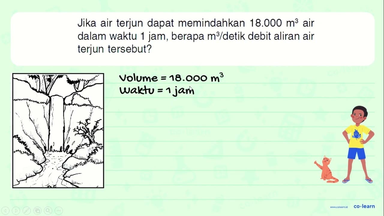 Jika air terjun dapat memindahkan 18.000 m^3 air dalam