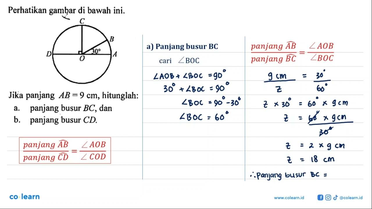 Perhatikan gambar di bawah ini. C B D O A 30 Jika panjang