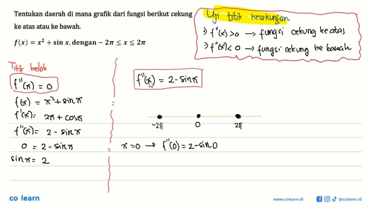 Tentukan daerah di mana grafik dari fungsi berikut cekung