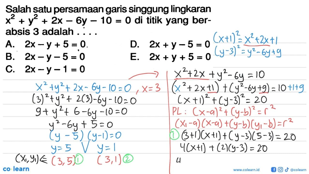 Salah satu persamaan garis singgung