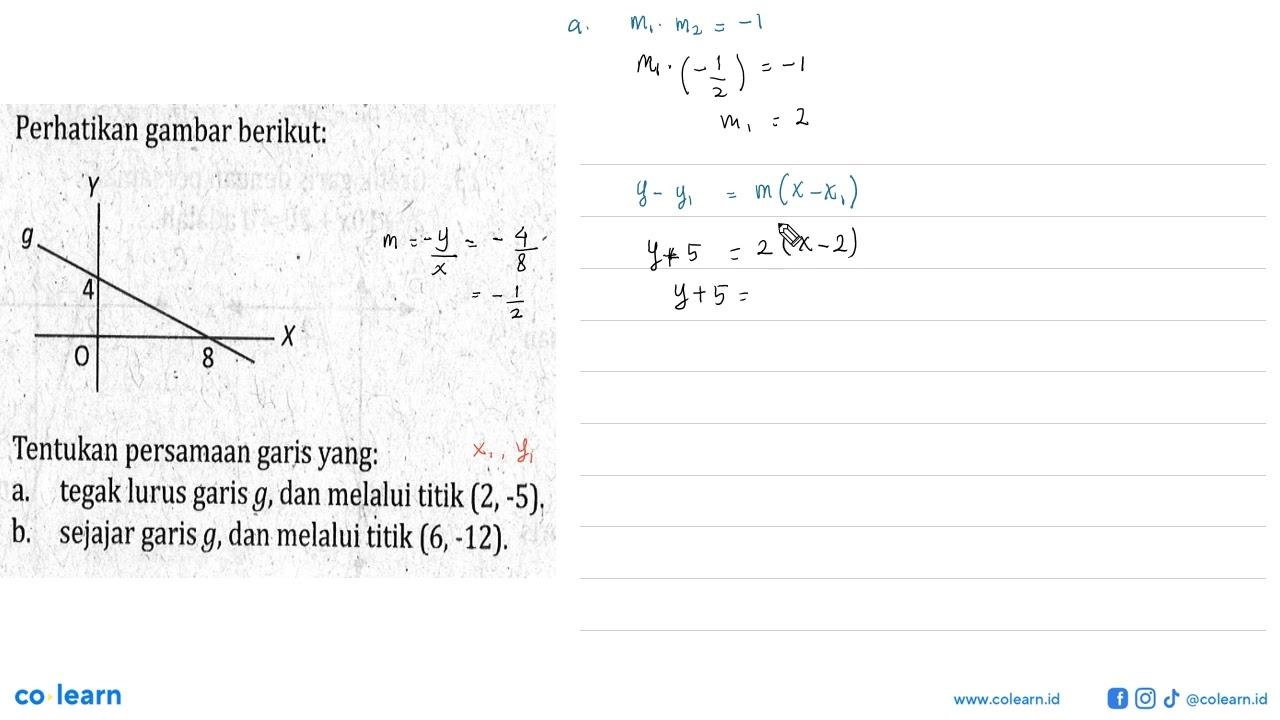 Perhatikan gambar berikut: Tentukan persamaan garis yang: