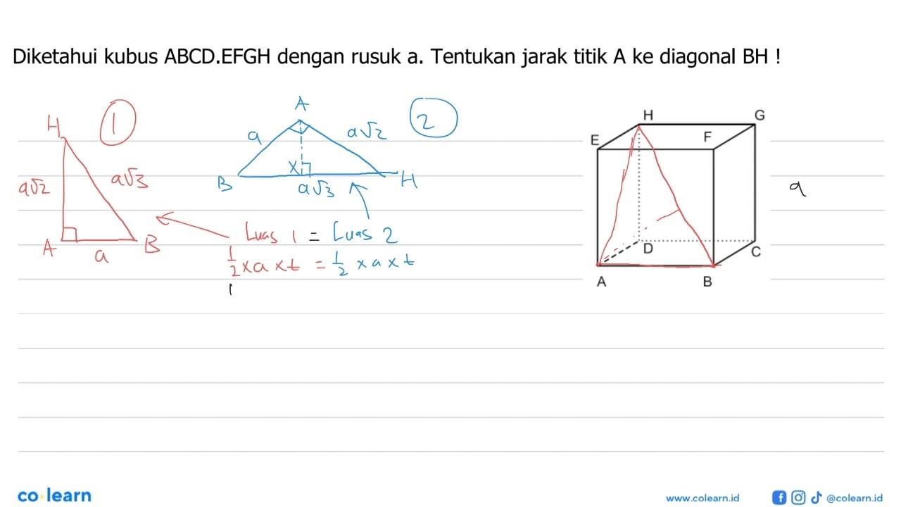 Diketahui kubus ABCD.EFGH dengan rusuk a. Tentukan jarak