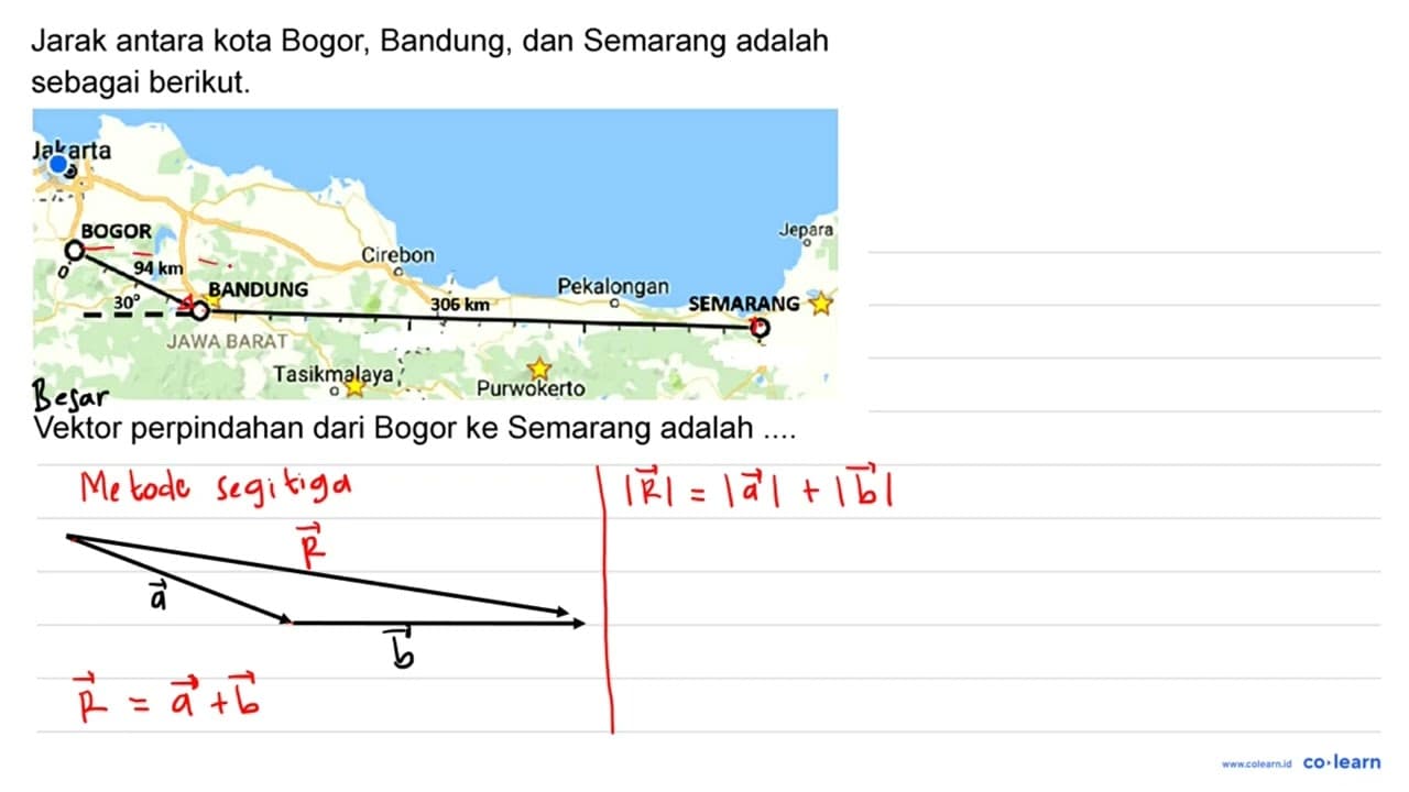 Jarak antara kota Bogor, Bandung, dan Semarang adalah