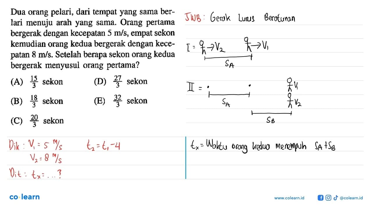 Dua orang pelari, dari tempat yang sama ber- lari menuju