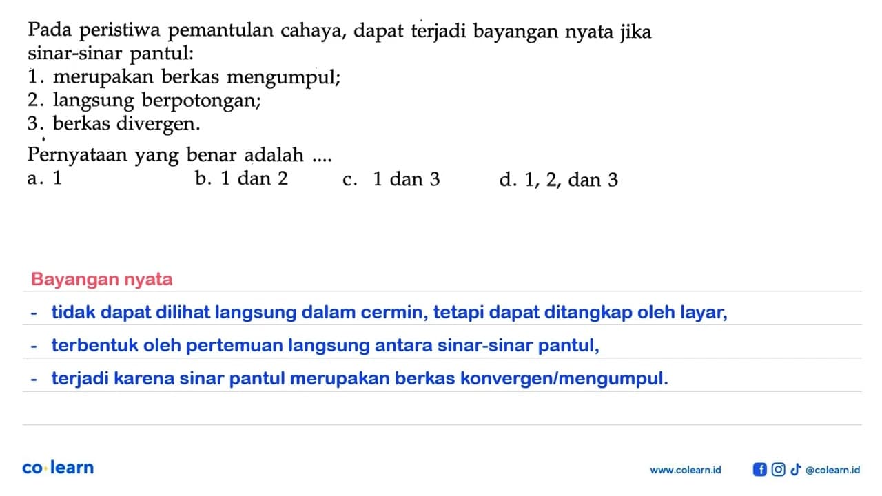 Pada peristiwa pemantulan cahaya, dapat terjadi bayangan