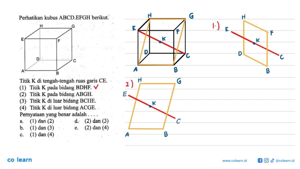 Perhatikan kubus ABCD .EFGH berikut.Titik K di