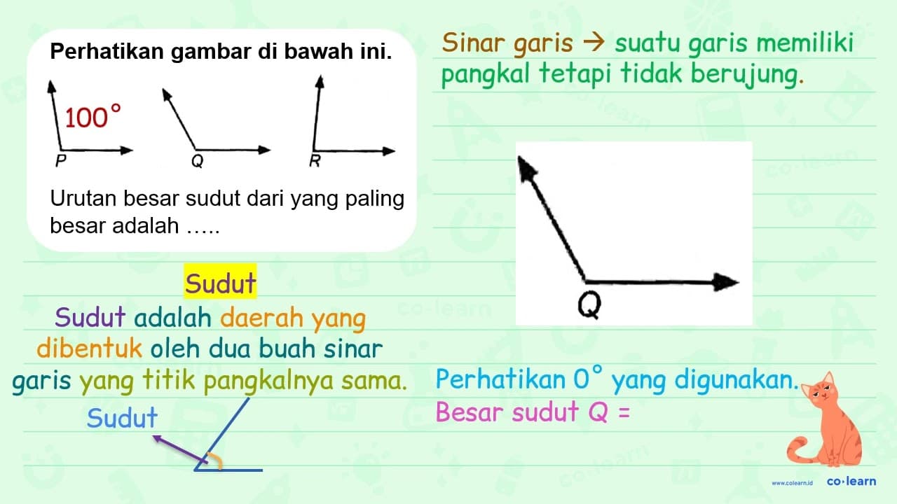 Perhatikan gambar di bawah ini. Urutan besar sudut dari