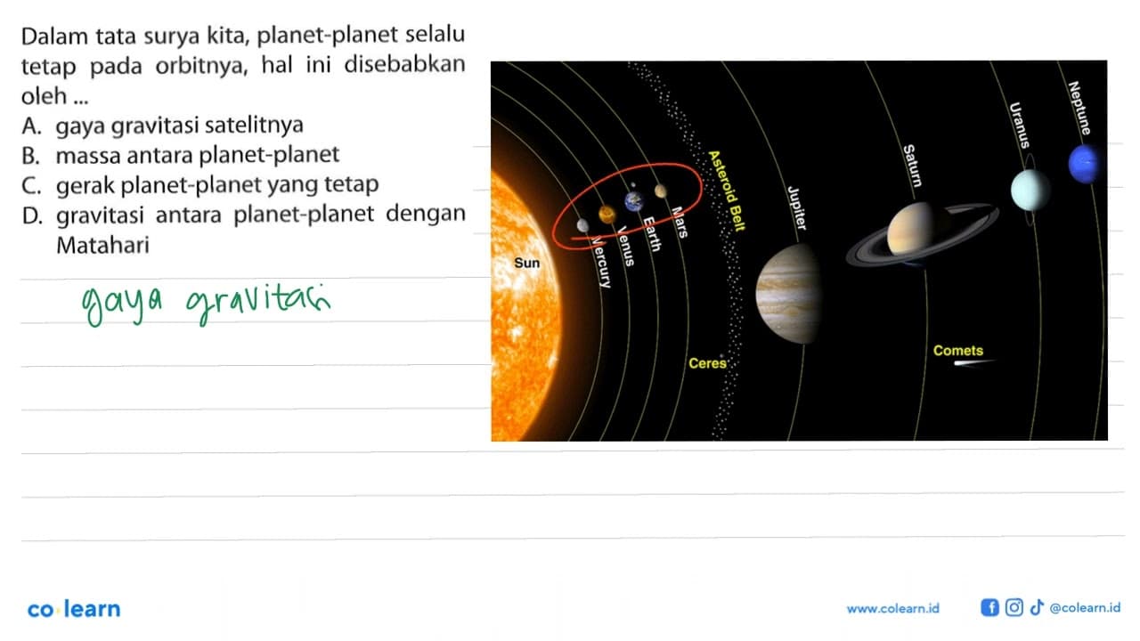 Dalam tata surya kita, planet-planet selalu tetap pada