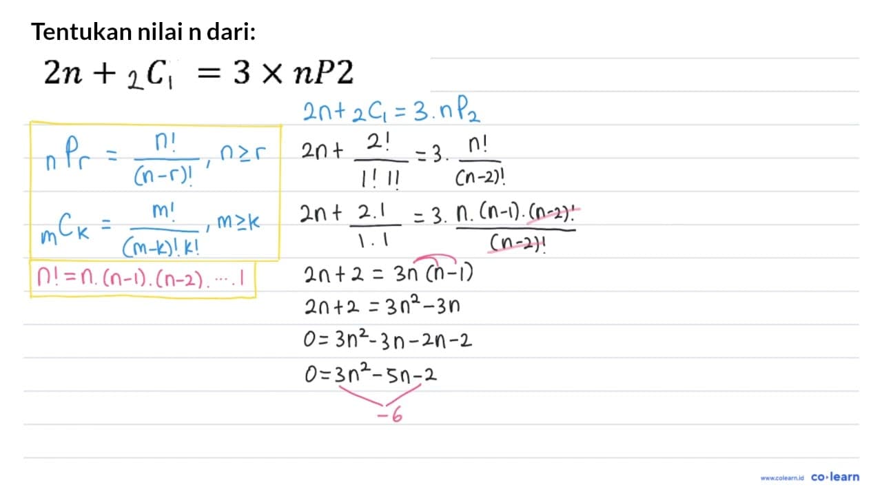 2n + 1 C 2 = 3 x n P 2