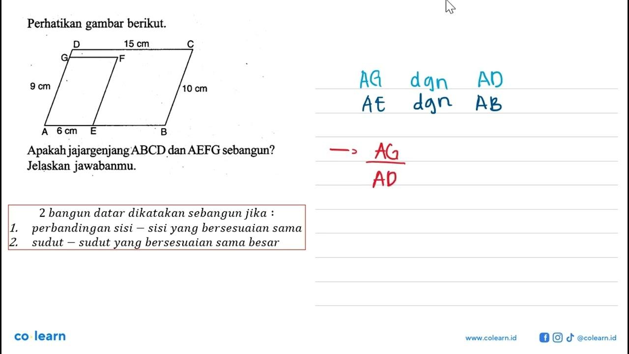 Perhatikan gambar berikut. D 15 cm C G F 9 cm 10 cm A 6 cm