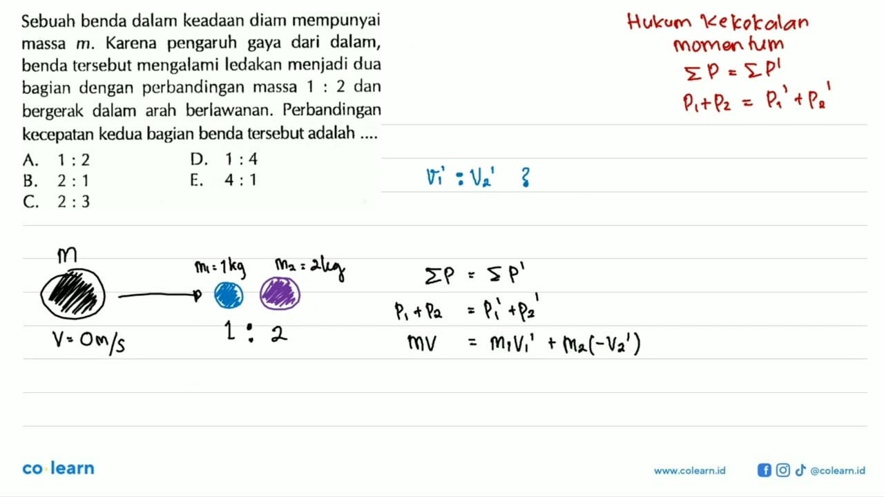 Sebuah benda dalam keadaan diam mempunyai massa m . Karena