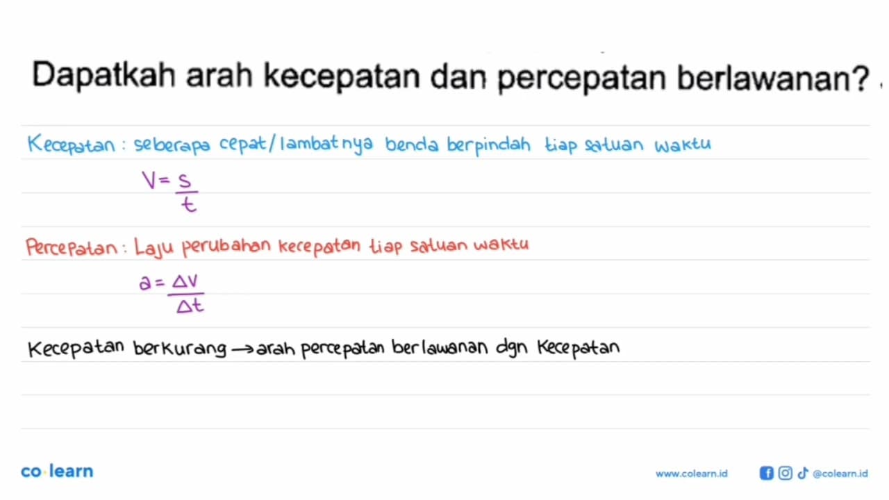 Dapatkah arah kecepatan dan percepatan berlawanan?