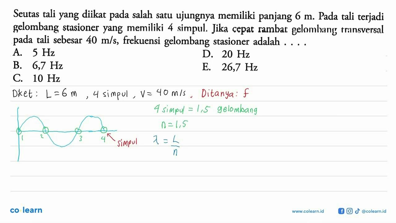 Seutas tali yang diikat pada salah satu ujungnya memiliki