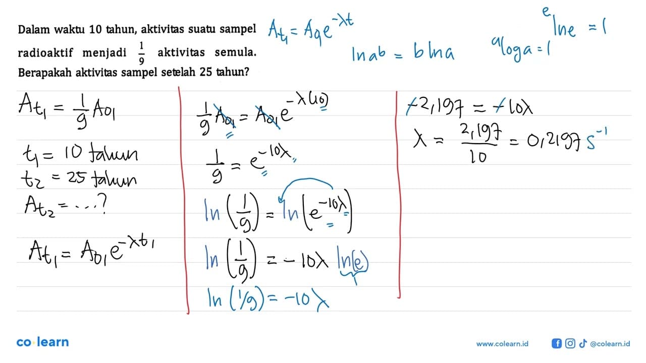 Dalam waktu 10 tahun, aktivitas suatu sampel radioaktif