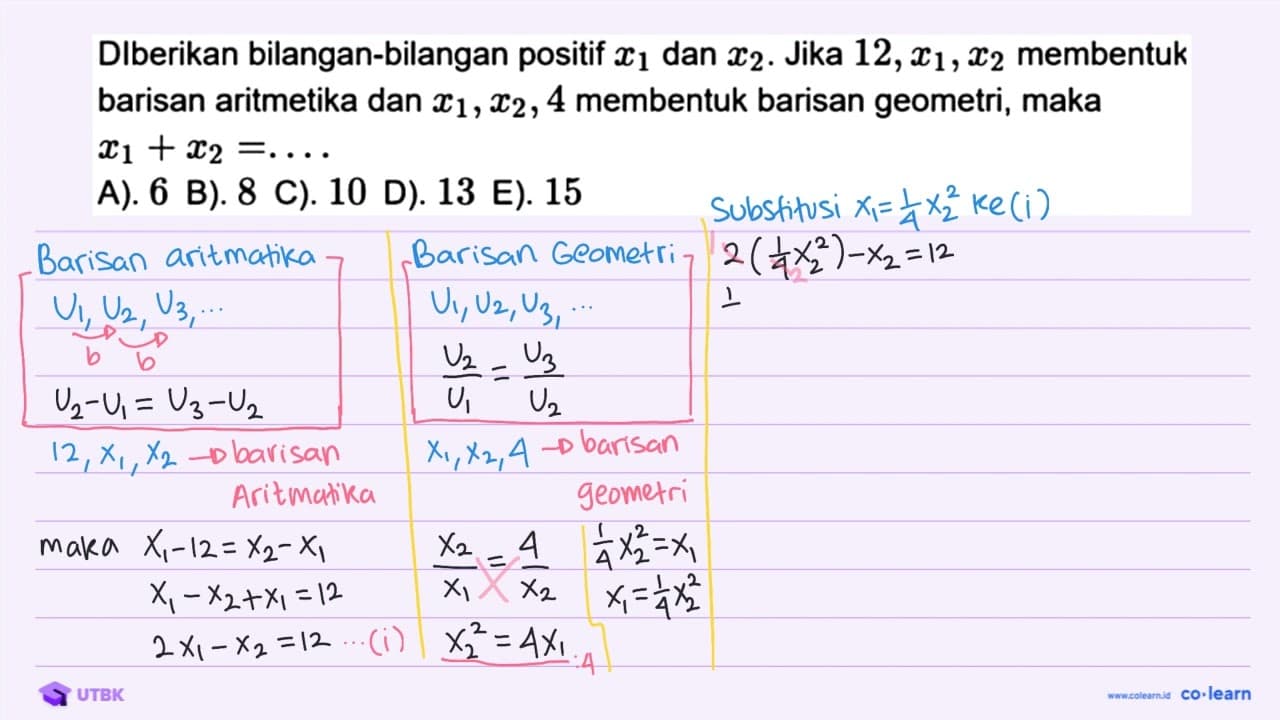 Dlberikan bilangan-bilangan positif x_(1) dan x_(2) . Jika