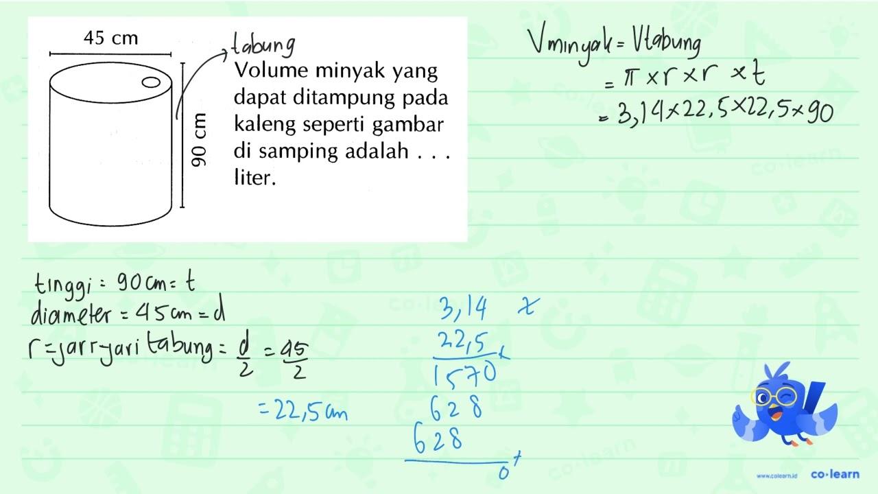 Volume minyak yang dapat ditampung pada kaleng seperti