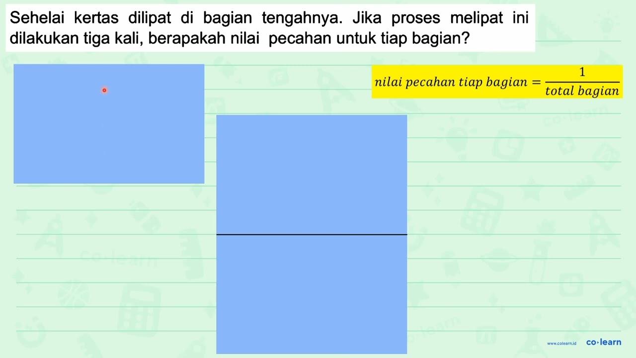 Sehelai kertas dilipat di bagian tengahnya. Jika proses