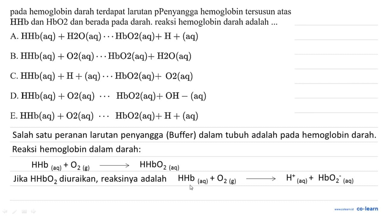 pada hemoglobin darah terdapat larutan pPenyangga