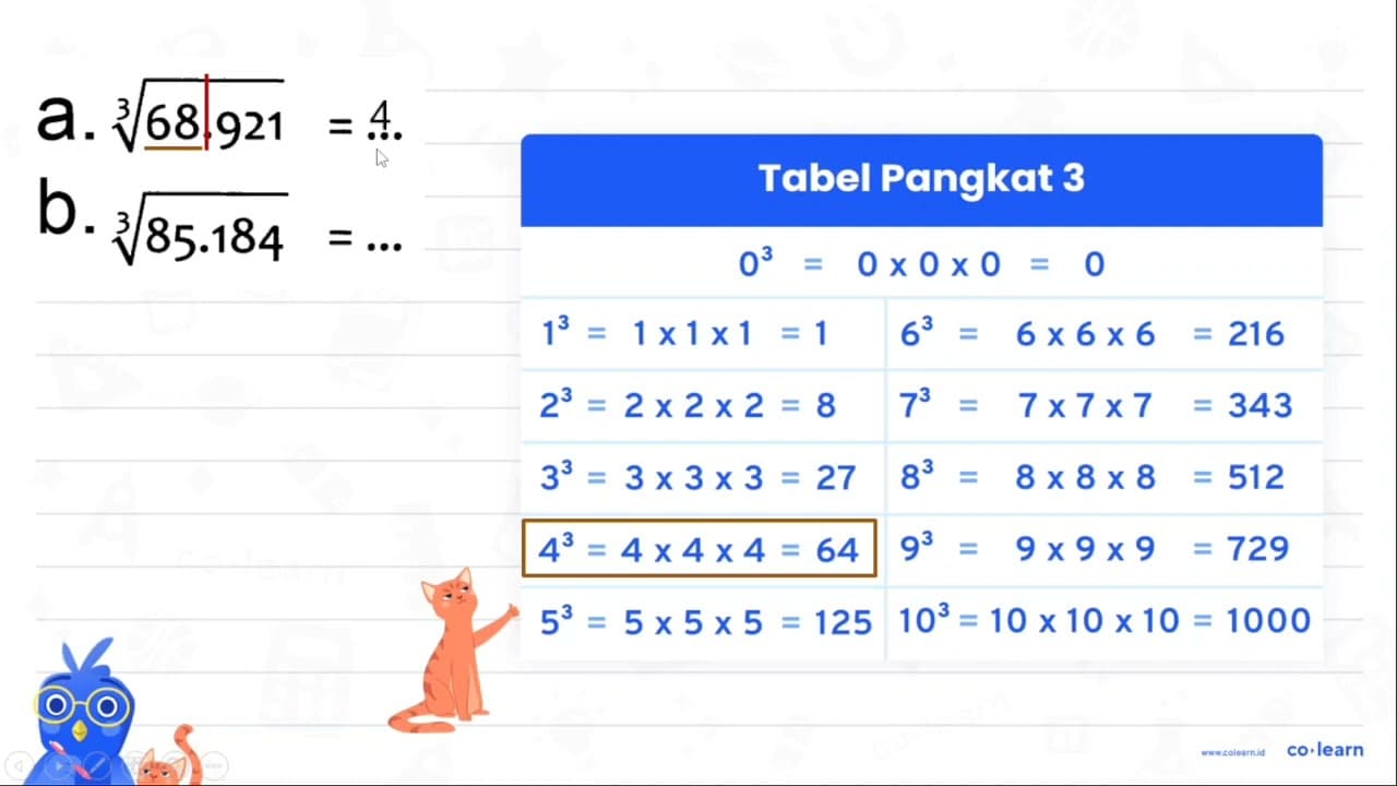 a. akar pangkat 3 dari (68.921)=... b. akar pangkat 3 dari