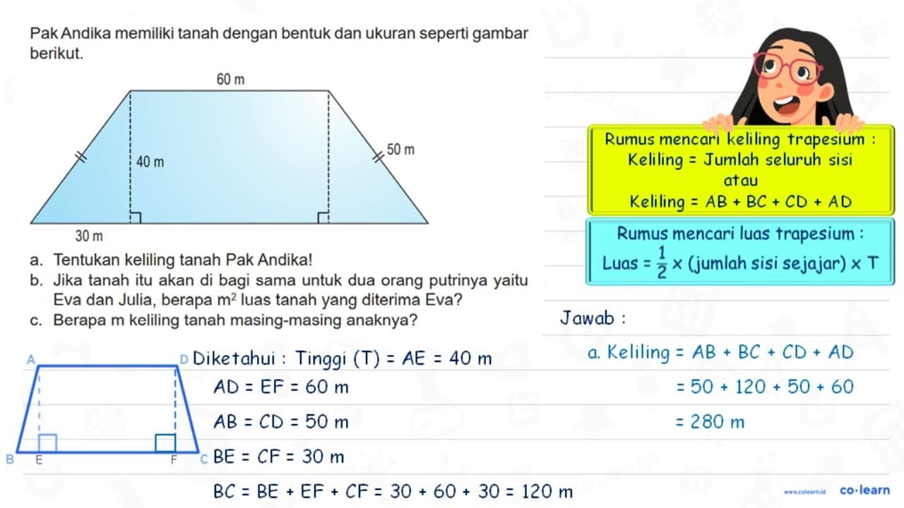 Pak Andika memiliki tanah dengan bentuk dan ukuran seperti