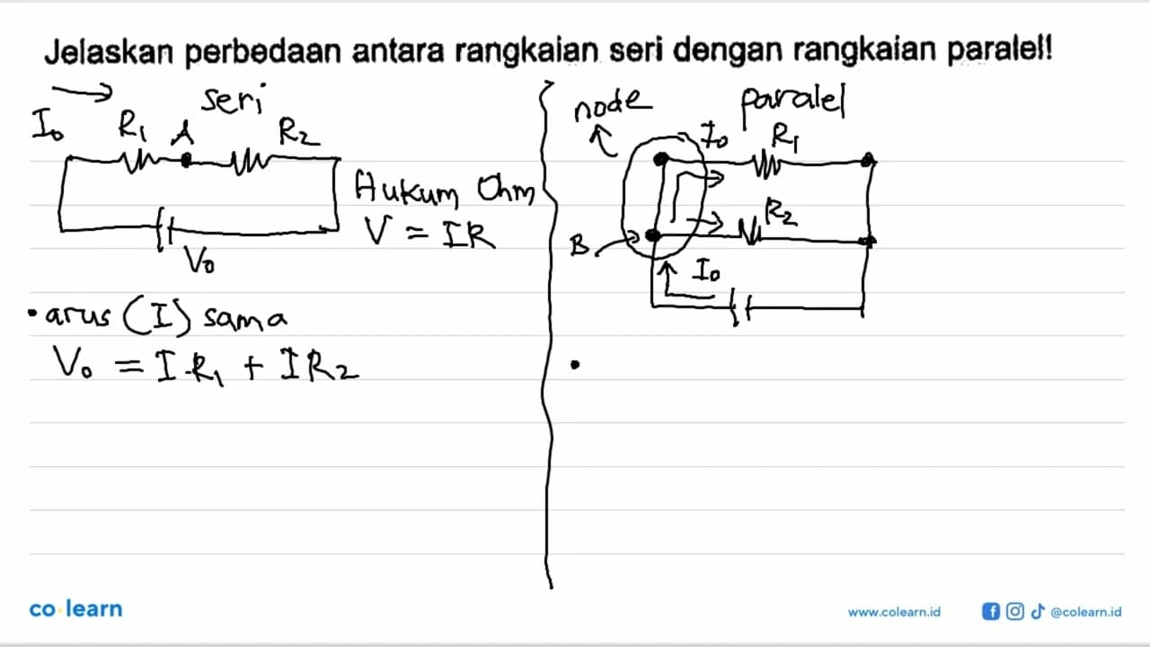 Jelaskan perbedaan antara rangkaian seri dengan rangkaian