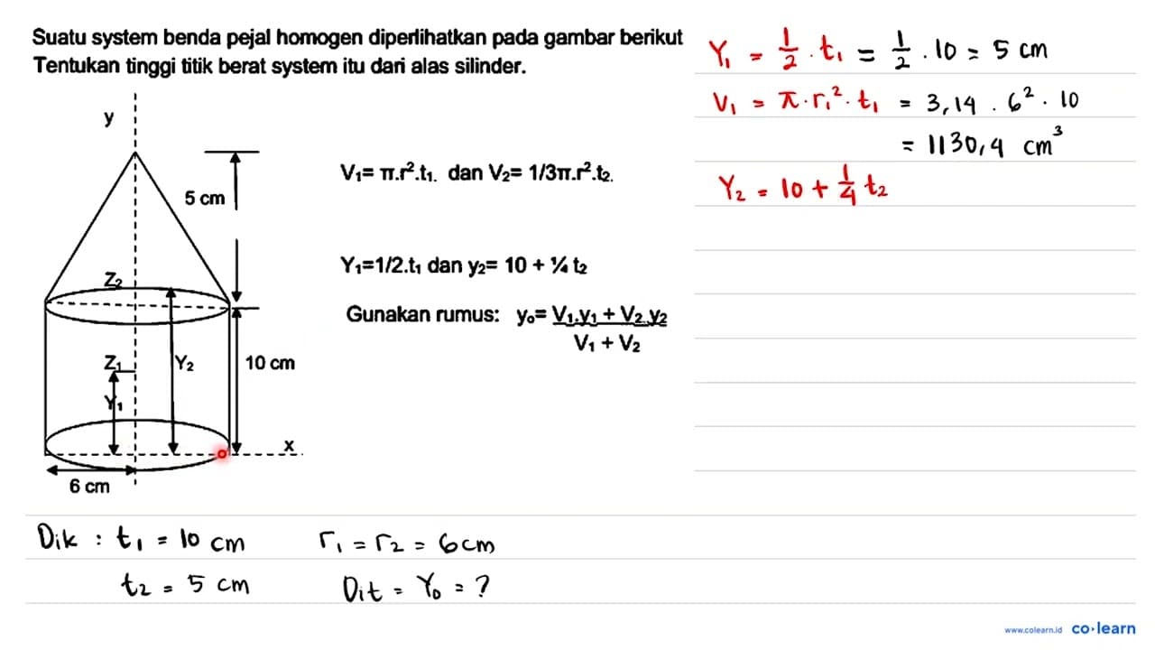 Suatu system benda pejal homogen diperlihatkan pada gambar