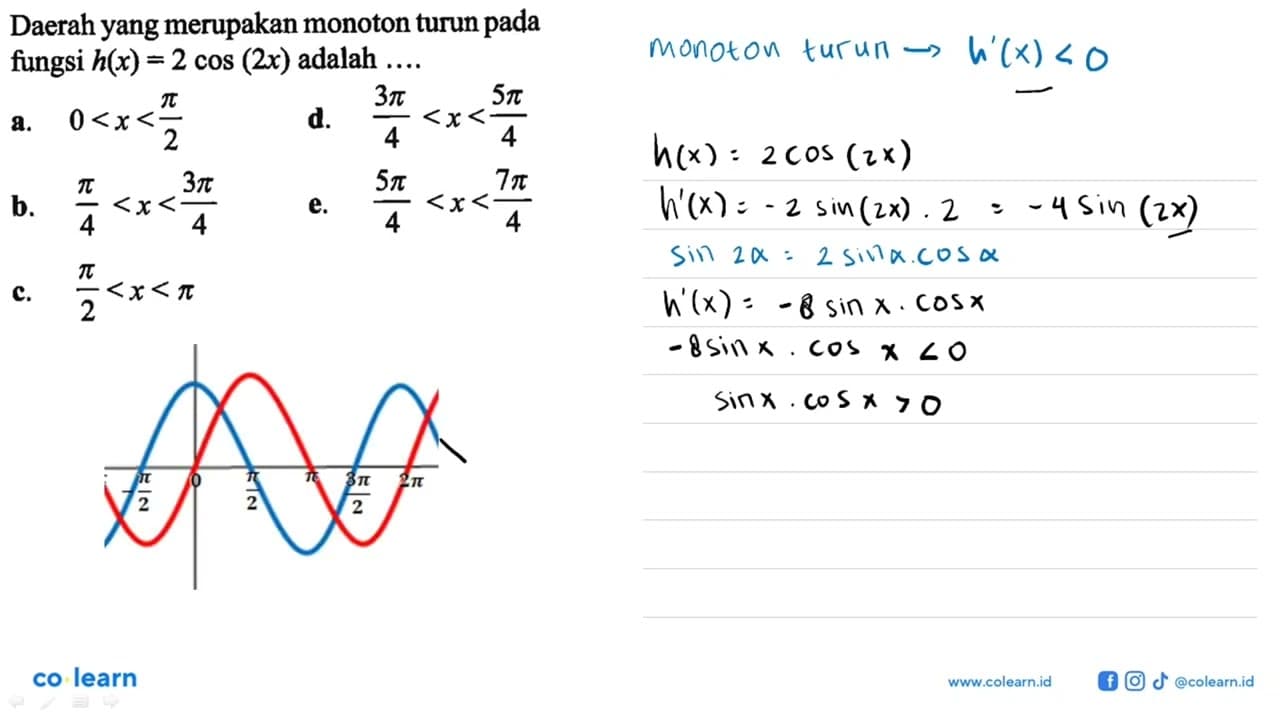 Daerah yang merupakan monoton turun pada fungsi h(x) = 2