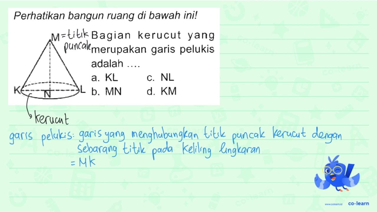 Perhatikan bangun ruang di bawah ini! Magian kerucut yang