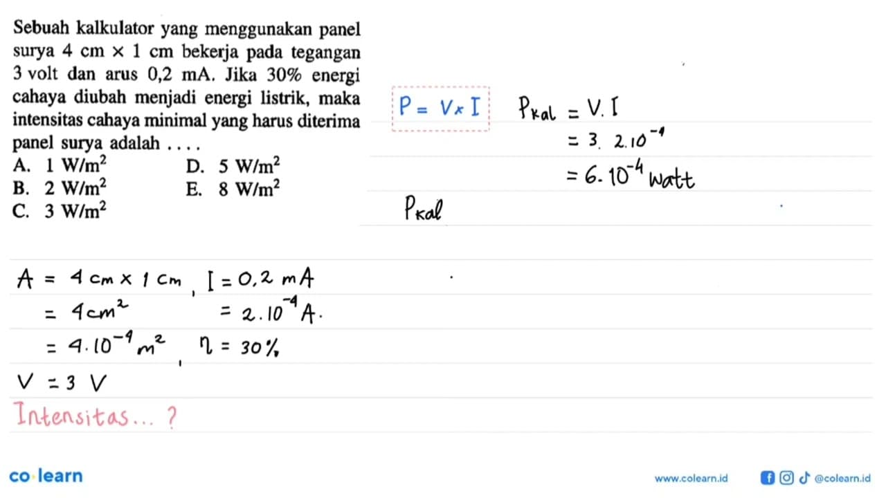 Sebuah kalkulator yang menggunakan panel surya 4 cm x 1 cm