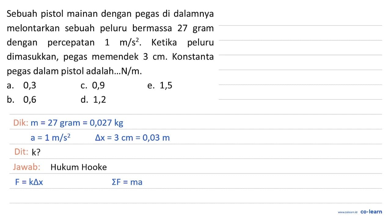 Sebuah pistol mainan dengan pegas di dalamnya melontarkan