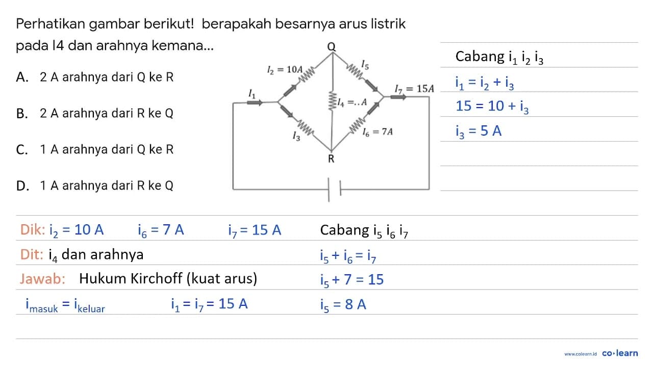 Perhatikan gambar berikut! berapakah besarnya arus listrik