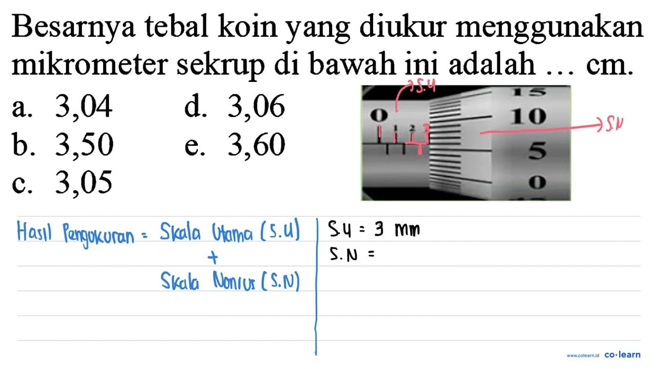 Besarnya tebal koin yang diukur menggunakan mikrometer