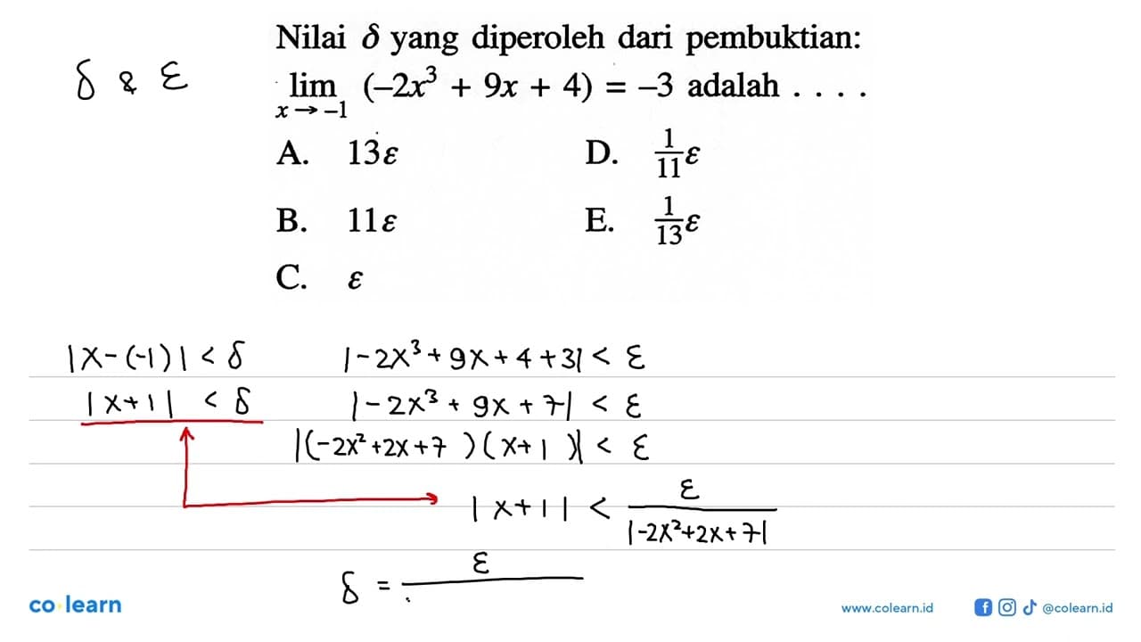 Nilai sigma yang diperoleh dari pembuktian: lim x ->-1