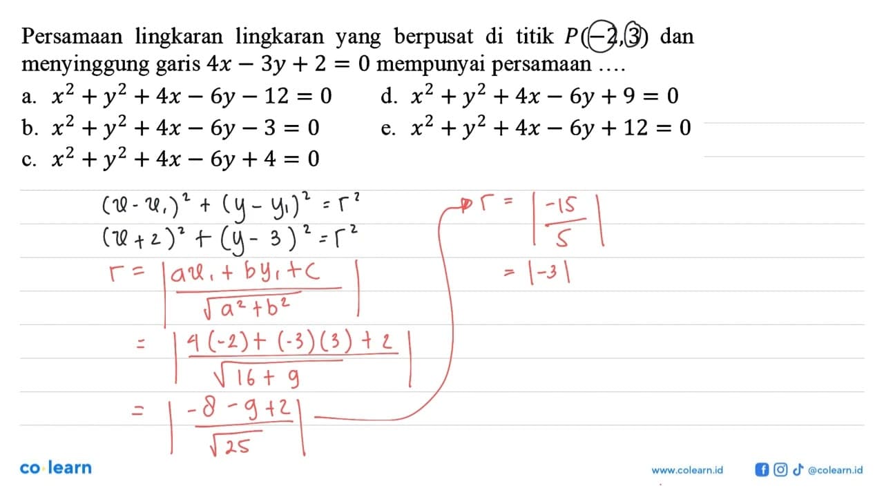 Persamaan lingkaran lingkaran yang berpusat di titik