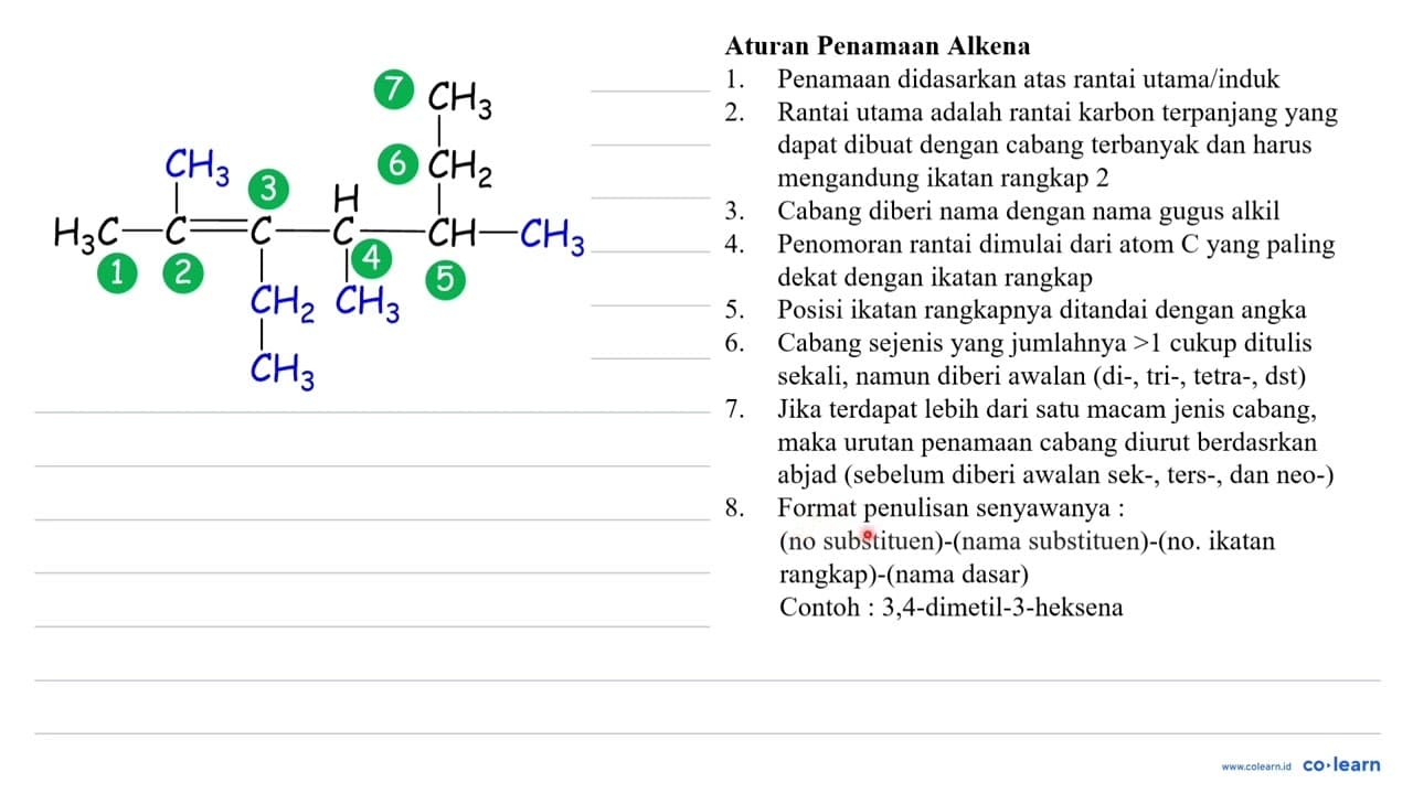 Rumus struktur dari: CH3 C2H5 CH3 C C CH CH CH3 5H2C CH3 A.