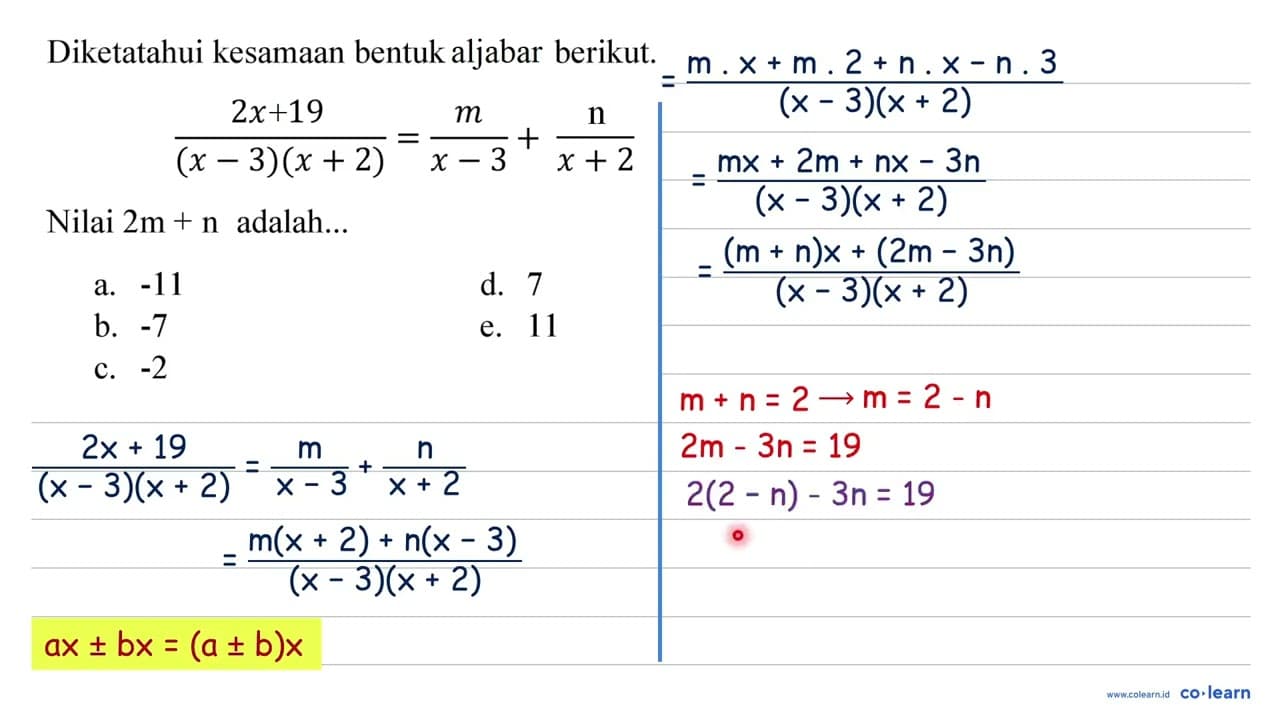 Diketatahui kesamaan bentuk aljabar berikut. (2