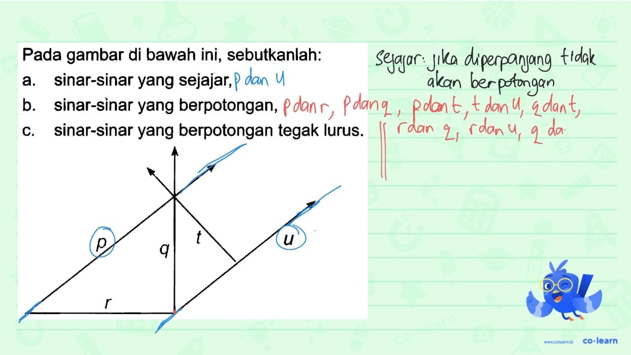 Pada gambar di bawah ini, sebutkanlah: a. sinar-sinar yang